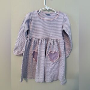 Squiggles By Charlie Purple Striped Dress With Heart Pockets